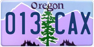 OR license plate 013CAX