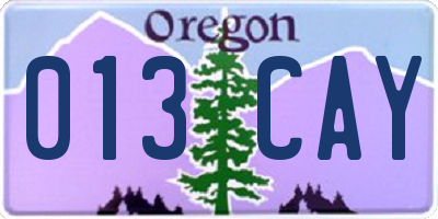 OR license plate 013CAY