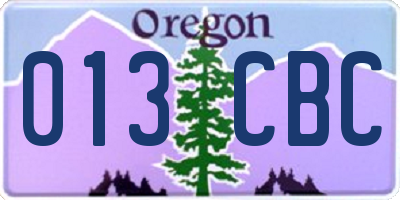 OR license plate 013CBC