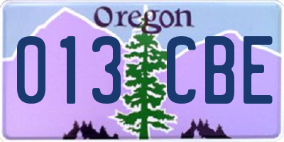 OR license plate 013CBE