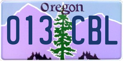 OR license plate 013CBL