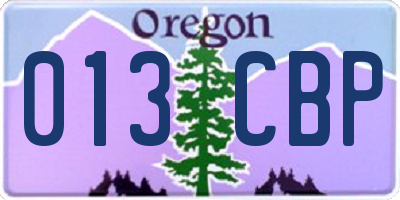 OR license plate 013CBP