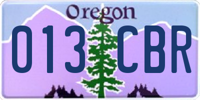 OR license plate 013CBR