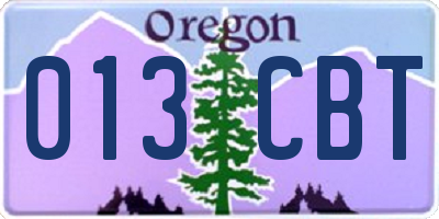 OR license plate 013CBT