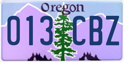 OR license plate 013CBZ