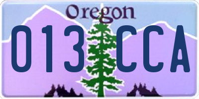 OR license plate 013CCA