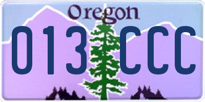 OR license plate 013CCC