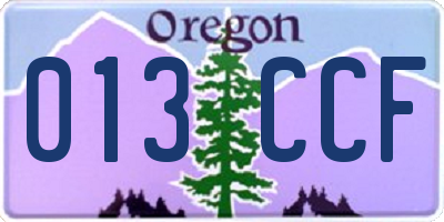 OR license plate 013CCF