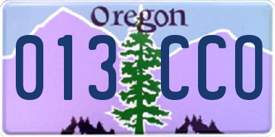OR license plate 013CCO
