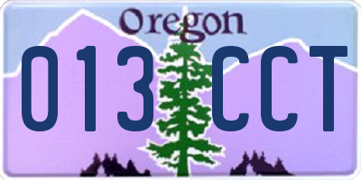OR license plate 013CCT