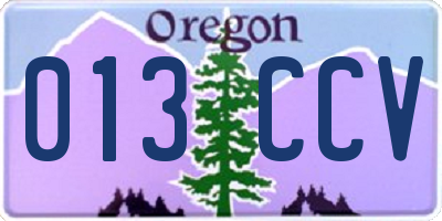 OR license plate 013CCV