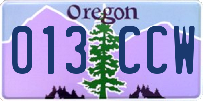 OR license plate 013CCW