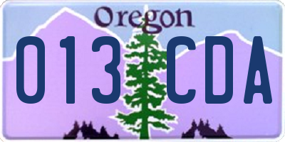 OR license plate 013CDA