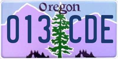 OR license plate 013CDE