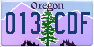 OR license plate 013CDF