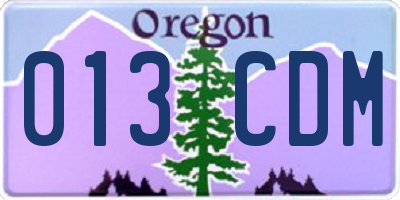 OR license plate 013CDM
