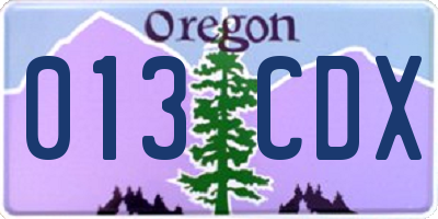 OR license plate 013CDX
