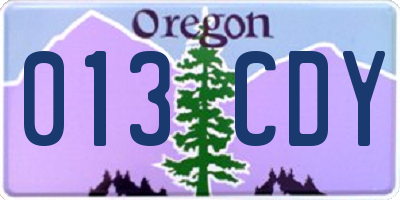 OR license plate 013CDY