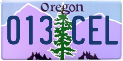 OR license plate 013CEL