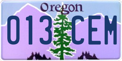 OR license plate 013CEM
