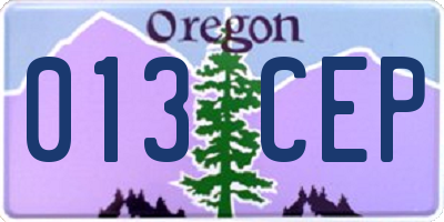 OR license plate 013CEP
