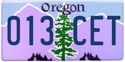 OR license plate 013CET