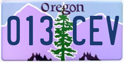 OR license plate 013CEV