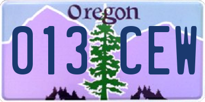 OR license plate 013CEW