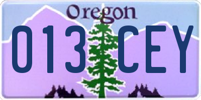 OR license plate 013CEY