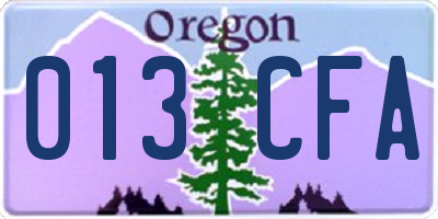OR license plate 013CFA
