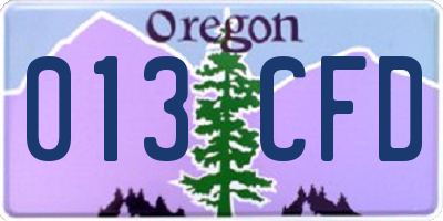 OR license plate 013CFD