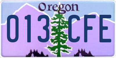 OR license plate 013CFE