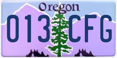 OR license plate 013CFG
