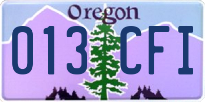 OR license plate 013CFI