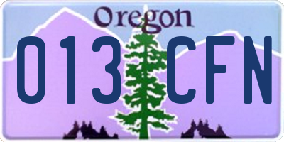 OR license plate 013CFN