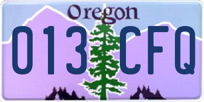 OR license plate 013CFQ