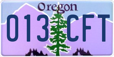 OR license plate 013CFT
