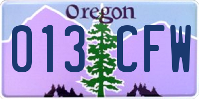 OR license plate 013CFW