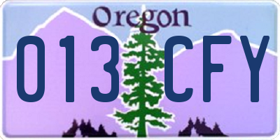 OR license plate 013CFY