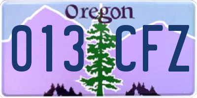 OR license plate 013CFZ
