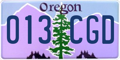 OR license plate 013CGD