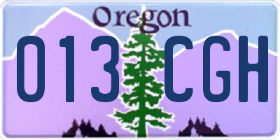 OR license plate 013CGH