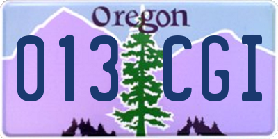 OR license plate 013CGI