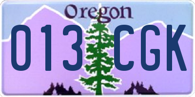 OR license plate 013CGK