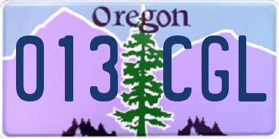 OR license plate 013CGL
