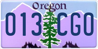 OR license plate 013CGO
