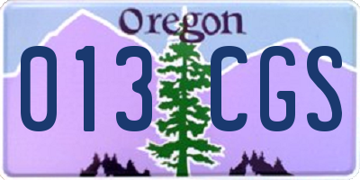 OR license plate 013CGS