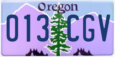 OR license plate 013CGV