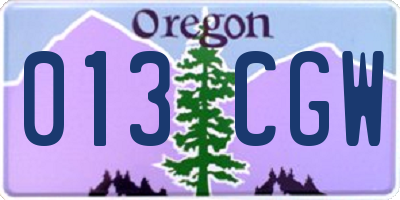 OR license plate 013CGW