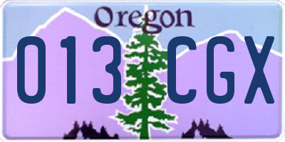 OR license plate 013CGX